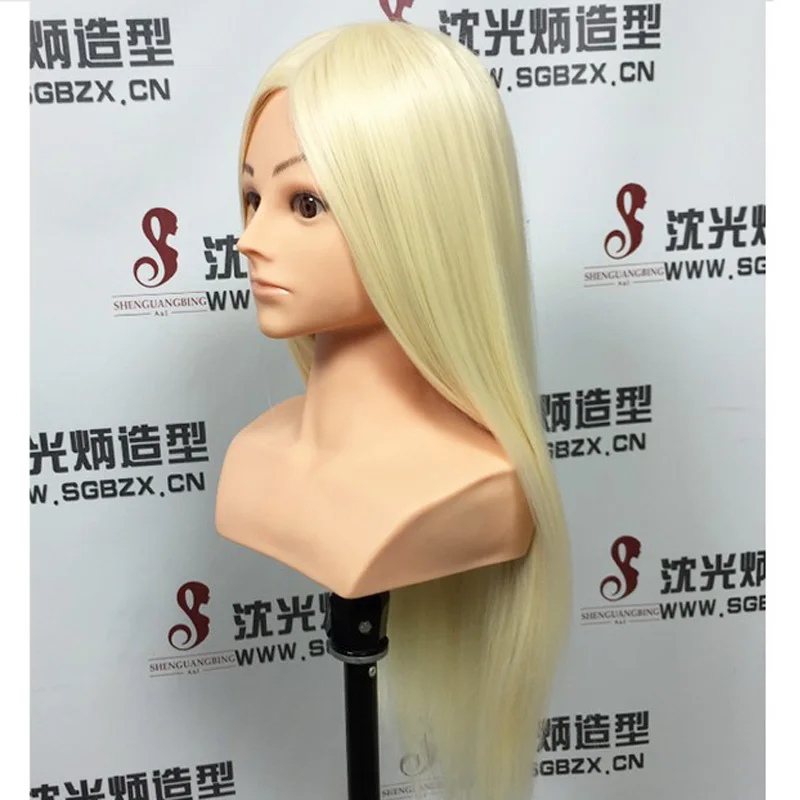 

Big Sale Professional styling head With blonde Hair 65cm Thick Hair Wig Heads For Hairdressers Training Head Nice Mannequin Head