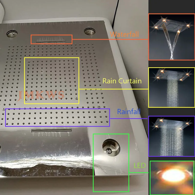 Роскошный большой светодиодный душ 800*600 дождевая спа-занавеска для душа водопад ванная душевая головка аксессуары 7 цветов скрытый потолок