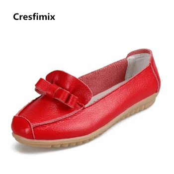

Cresfimix women fashion light weight genuine leather flat shoes female comfortable red shoes lady cool high quality shoes b2149
