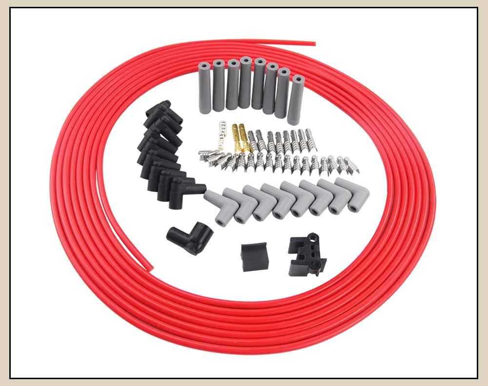 Lzone-температура 10 м/компл. провода свечей зажигания спирали Core 8,5 мм красный для Chrysler Hemi про запас для Ford Dodge комплект JR-SSC01