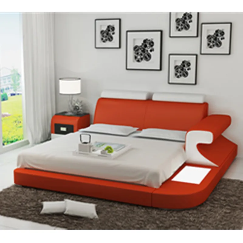 Горячая King/queen Размер Красный Белый Топ зерна кожаный набор для дивана кровати