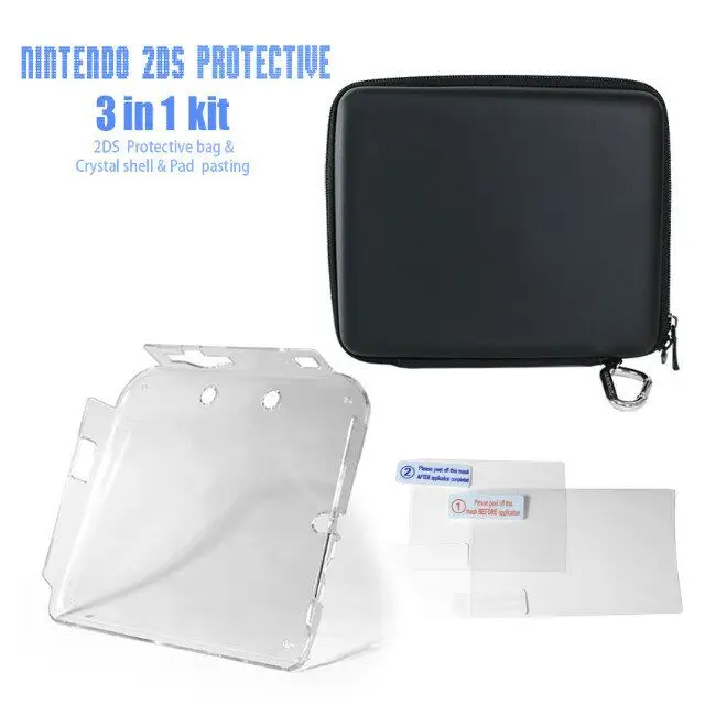 

Game Accessories ,One Hard Case + One Transparent Plastic Crystal Gamepad Case + One Set Screen Film for Nintendo 2DS