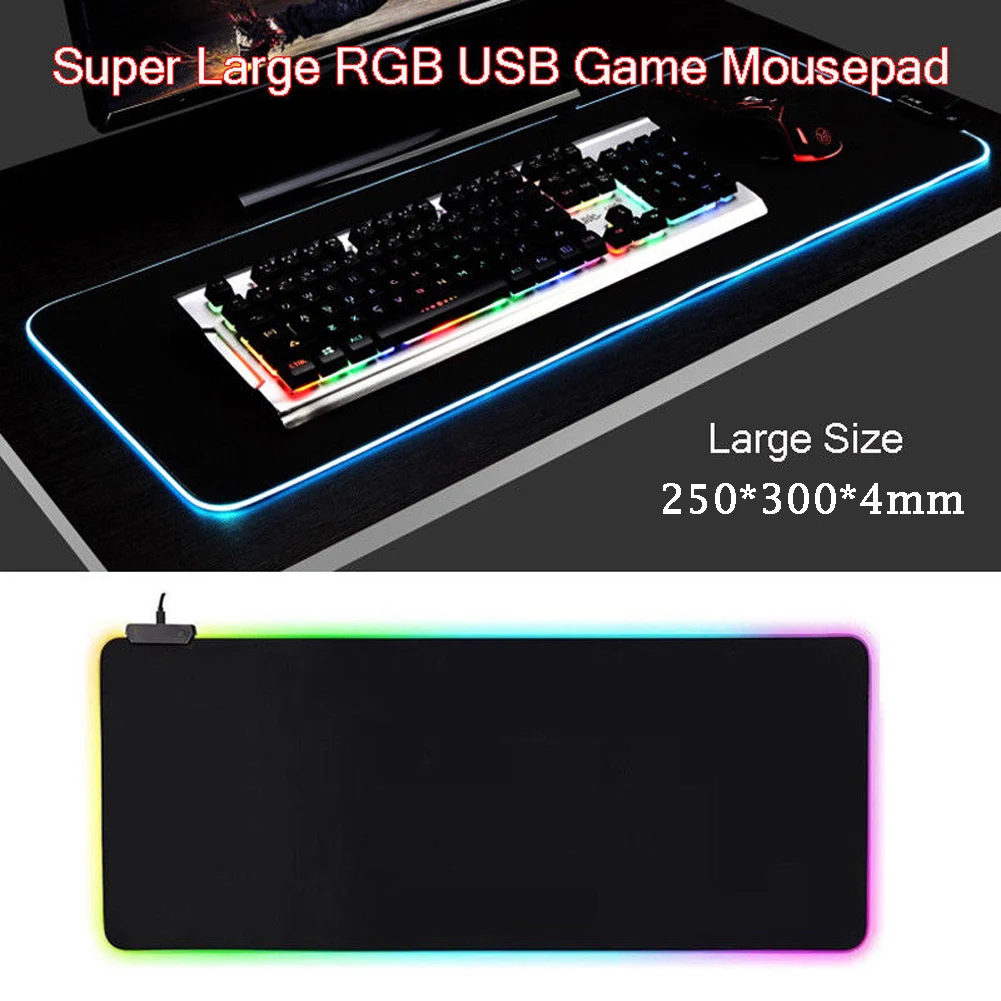 Горячая цветной светодиодный rgb клавиатура с подсветкой коврик игровой коврик для мыши большой для ПК компьютера негабаритный коврик для мыши