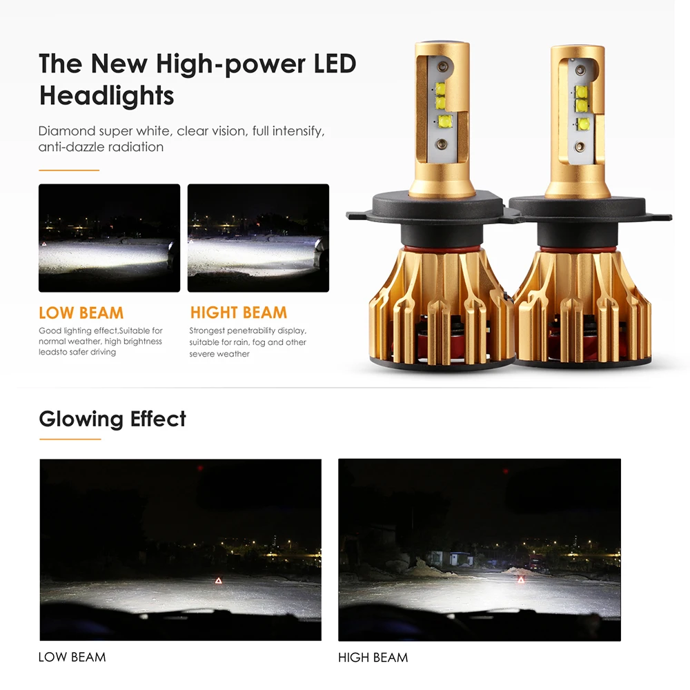 Oslamp H4 Hi lo луч светодиодный лампы 70 W 7000LM сверхъяркая светодиодная SMD Автомобильная