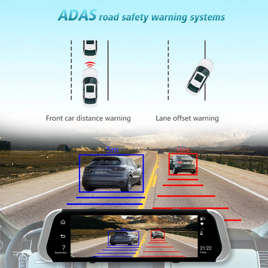 TOPSOURCE Автомобильный видеорегистратор 1" 3G/4G двойной объектив Android зеркало заднего вида dvr 1080P видео рекордер Dash cam ADAS gps wifi смарт-камера для автомобиля