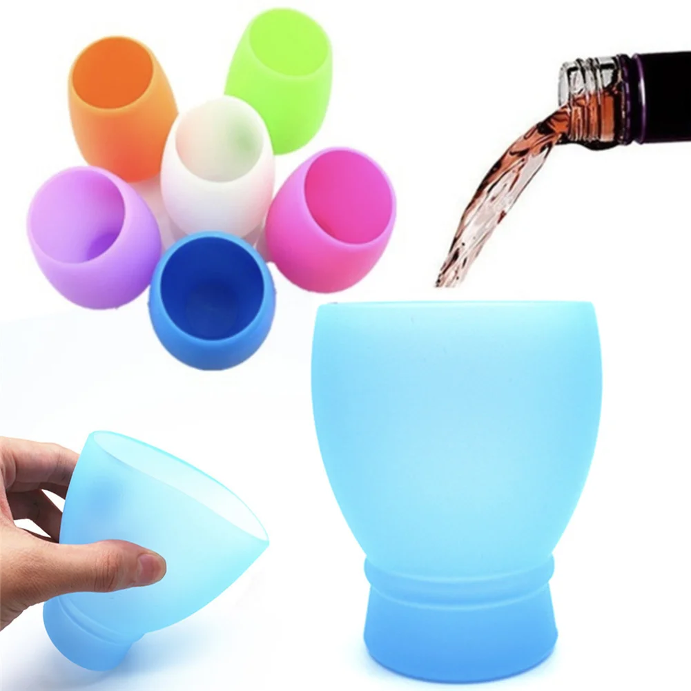 Silicone Wine Outdoor Rubber Wine Cups 100 Safety Foldable Shatterproof Party Cups For Travel