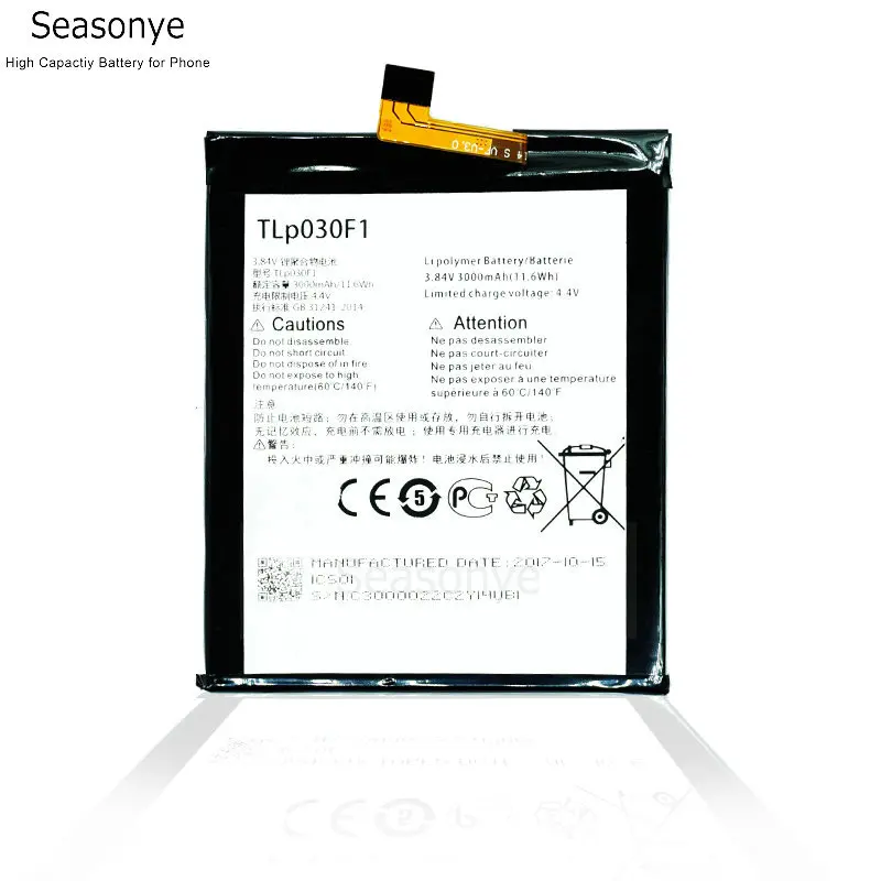 

Seasonye 3000mAh TLP030F1 / TLP030F2 Replacement Battery For Alcatel One Touch Idol 4S OT-6070 OT-6070K OT-6070O OT-6070Y DTEK60
