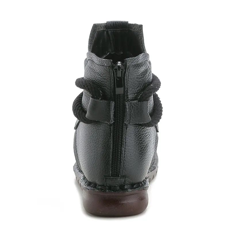 Tanie Xiuteng okrągły wierzchołek botki Genuien skórzana platforma zimowa kobieta Vintage śniegowce Retro Handmade LaceWomen ciepłe buty