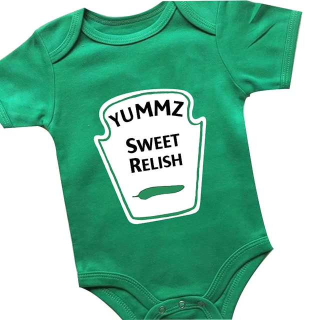 YSCULBUTOL/Детский комбинезон для близнецов, горчичный, милый, с майонезом, для младенцев, пикантный, горячий, с соусом чили, одежда для малышей 0-12 месяцев - Цвет: green