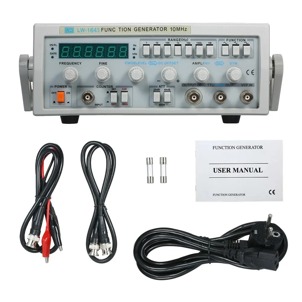 

Digital Signal Generator Sine Wave Triangle Square Wave Ramp Function Pulse Generator with Fuses Clip BNC to BNC Connect Cable