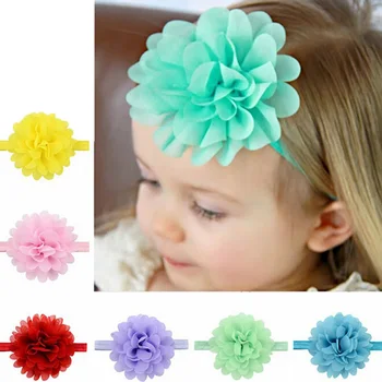 

12pcs/lot 4.3 Inch Hot Chiffon Lotus Elastic Headbands for Baby Girls Hair Bands Infant Headdress Kids Accessorie A167