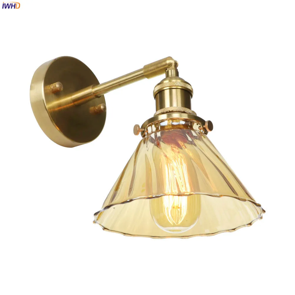 IWHD Nordic современный Медь светодиодный настенный светильник Спальня Ванная комната зеркало лампа в виде светящегося шара Эдисон Ретро