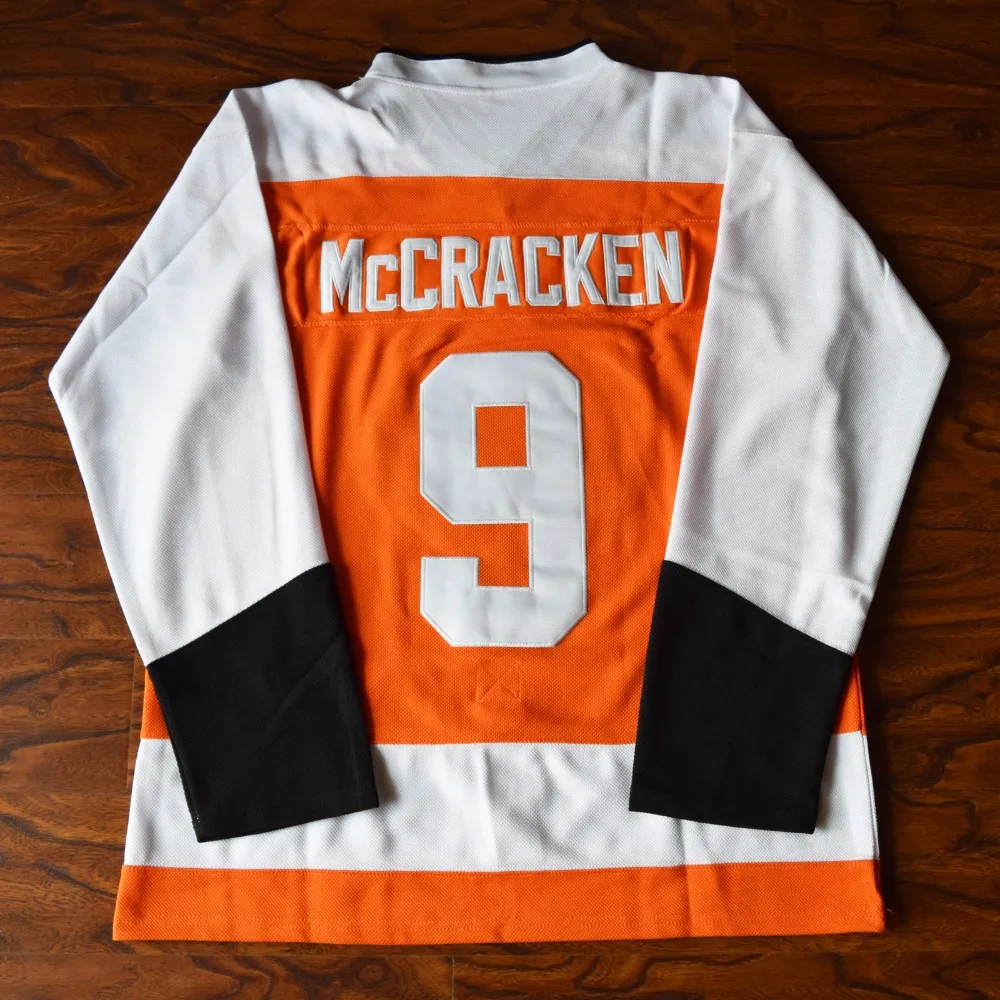 

MM MASMIG Tim 'Dr. Hook' McCracken #9 Slap Shot Syracuse Bulldogs Ice Hockey Jersey Stitched Orange