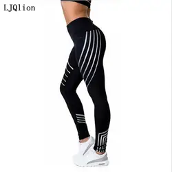 LJQlion 2018 Фитнес Для женщин спортивные Леггинсы красочные печатные тонкий Легинсы тренировки одежда высокие эластичные Спортивная женская
