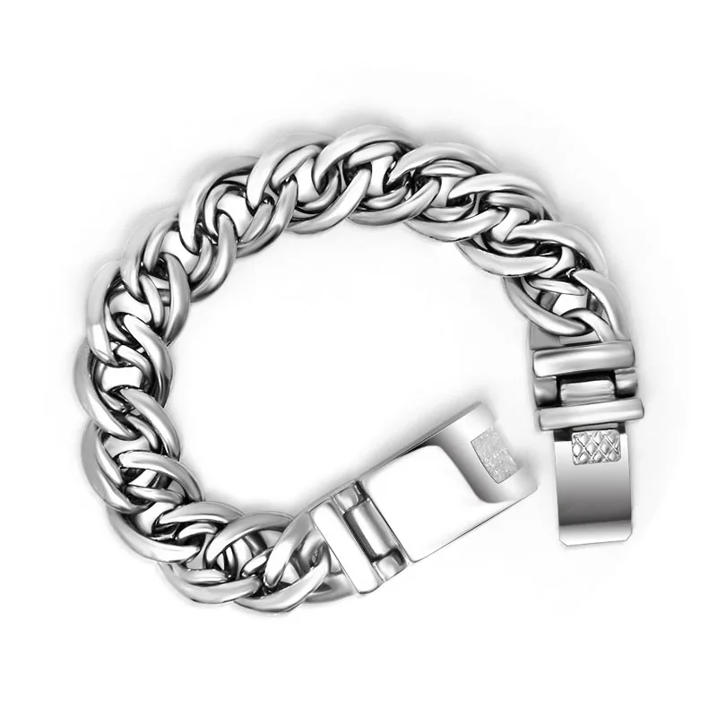 Men's Chunky High Polished Silver Tone Stainless Steel Double Linked