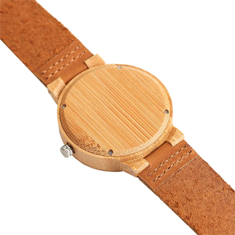 Casual Men Women Nature Wood Wristwatches Simple Bamboo Sliced Pattern Genuine Leather Strap Minimalist Wooden Watch Clock Gifts (5)