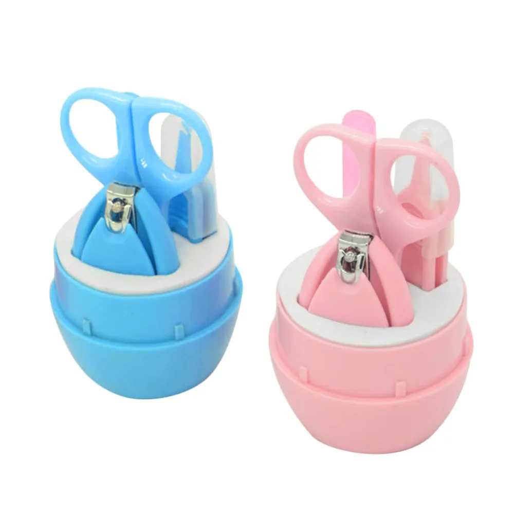 

4PCS Baby Nail Scissors Set Lovely Nail Clippers Trimmer Blue Pink Nail Safety Scissors Nail Shell Shear Manicure Set Baby Care