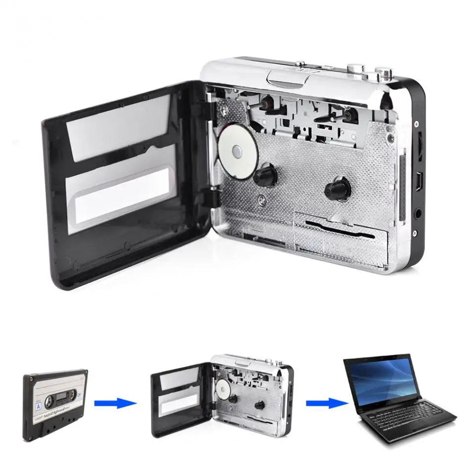 

VBESLIFE USB Cassette Tape to PC MP3 CD Switcher Converter Capture Audio Music Player with Headphones 2019 new