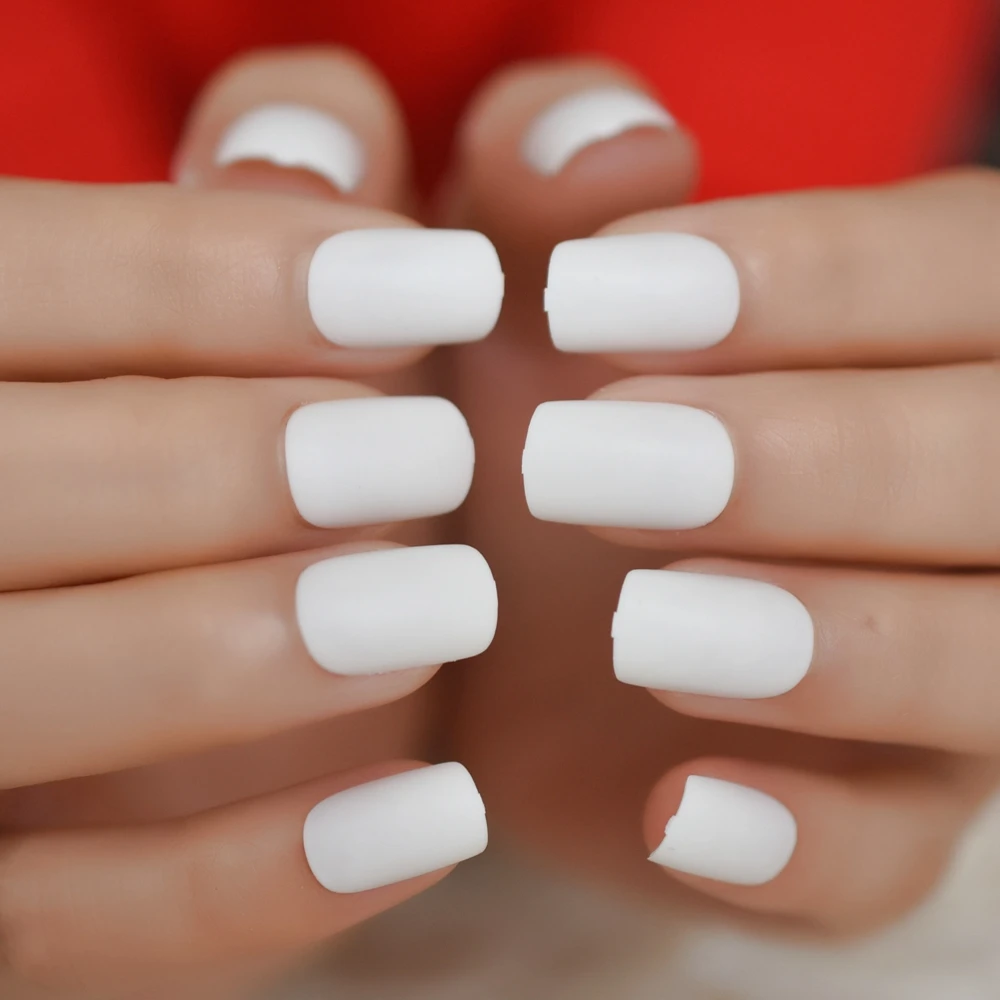 

Snow White Round Fake Nail Matte Simple Pure Color Short Nail Tips DIY Artificial Pratice False Nail