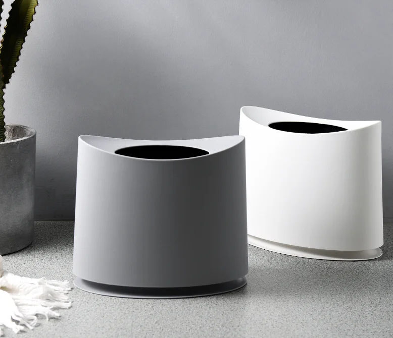 

pressing type plastic trash can double-layer multi-purpose bathroom/bedroom waste bin household cleaning paper basket LF241