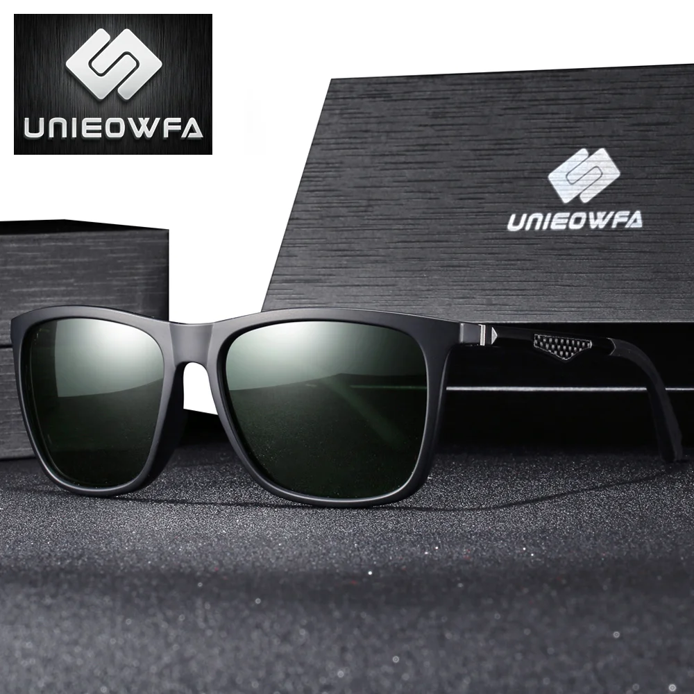 

UNIEOWFA UV400 Goggle Polarized Sunglasses For Men Black Square Male Driving Sun Glasses For Men Polaroid Lens Shades For Men
