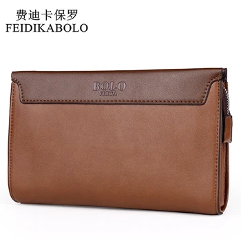 

FEIDIKABOLO Brand Zipper Men Wallets Stitching Leather Clutch Wallet Male Purses Large Capacity Men's Wallets Portefeuille Homme
