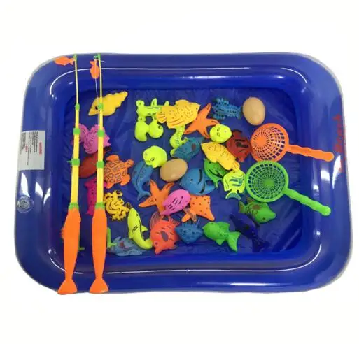 40 шт./компл. с надувной бассейн Магнитная рыбалка игрушки Rod Чистая набор для детей Детские модели Play игры для рыбалки на открытом воздухе игрушки