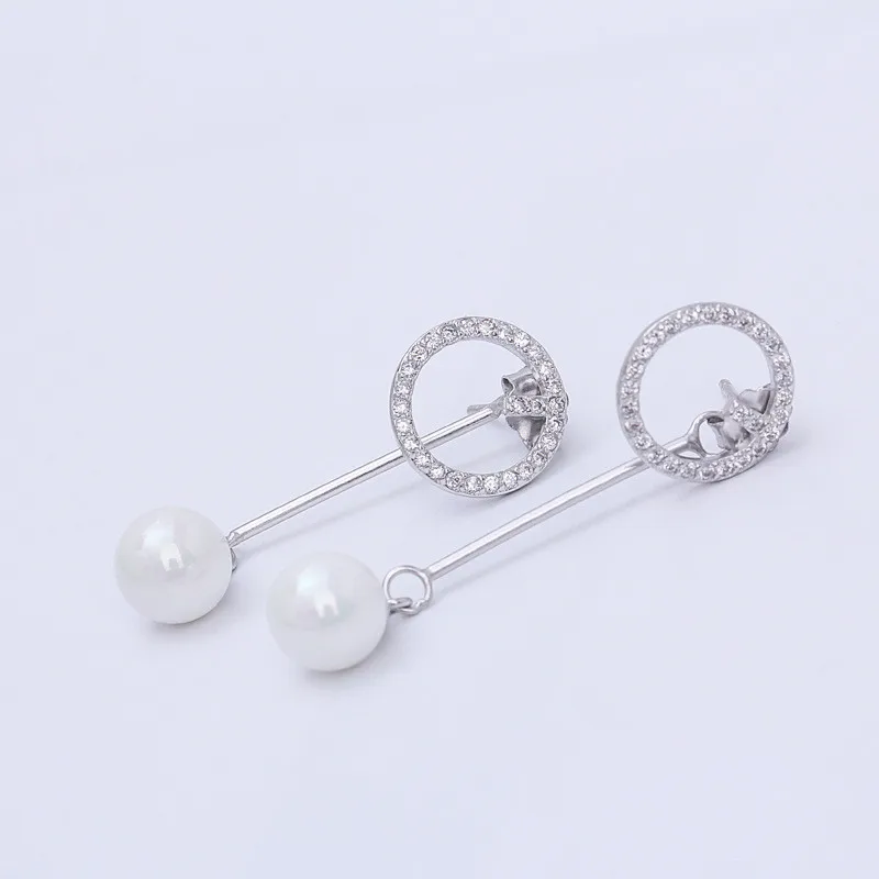 

925 Sterling silver Stud earrings set drill Round pearl drop wholesale Women fashion jewelry