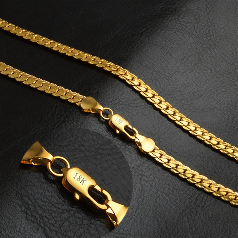 

925 Sterling Silver /Gold Women / Men New Fashion Side Flat Stripe Necklace Jewelry Wholesale Pop Jewelry
