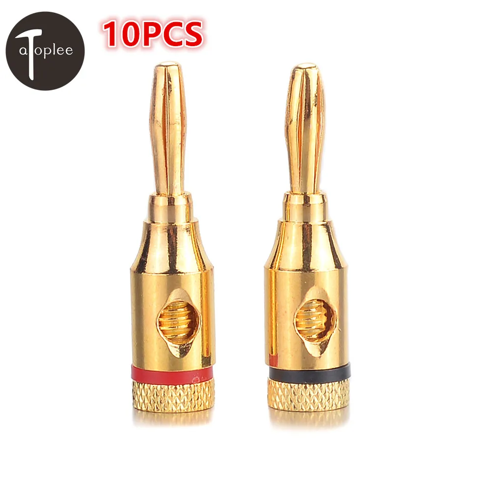 

10PCS 4mm Connector Amplifier Terminal Binding Post Banana Speaker Plug Jack Gold Plated Copper Amplifier Socket Connector