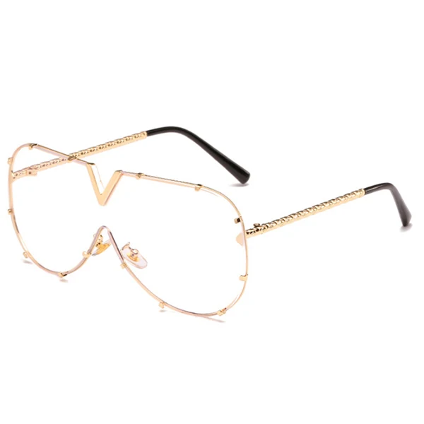 RFOLVE Роскошные негабаритные Квадратные Солнцезащитные очки для женщин летние дорожные анти-УФ солнцезащитные очки сплав очки оправа женские очки тени RF49 - Цвет линз: C8 Clear Lens
