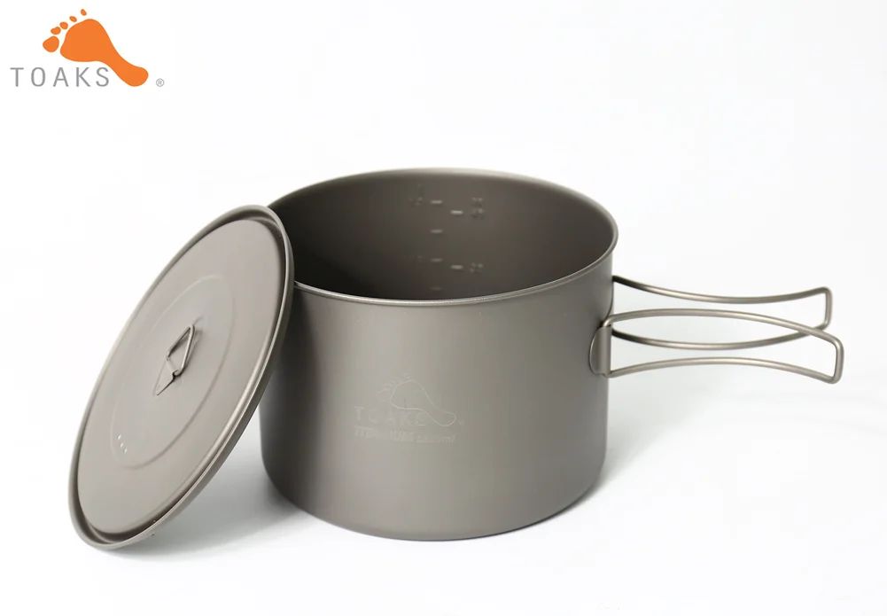 TOAKS POT-1600 Pure Titanium Cookware que acampa al aire libre ollas, se puede utilizar como una copas, cuencos y ollas 1600 ml 194G
