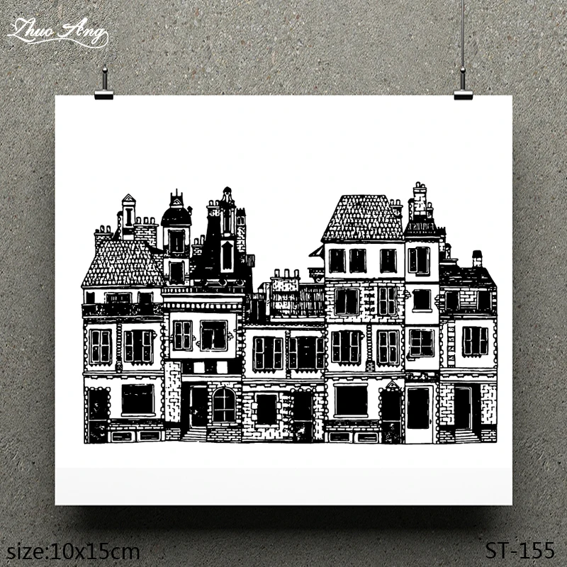 

ZhuoAng Church Pattern Design Clear Stamp / Scrapbook Rubber Stamp / Craft Clear Stamp Card / Seamless Stamp