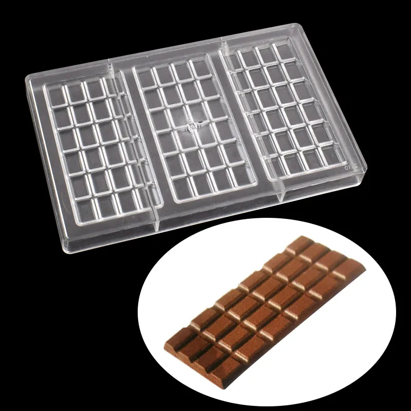 3D Chocolate Candy Bar Mold Polycarbonate Plastic Forms Chocolate Bar Tray Baking Pastry Bakery Tools for Chocolate Candy Mould