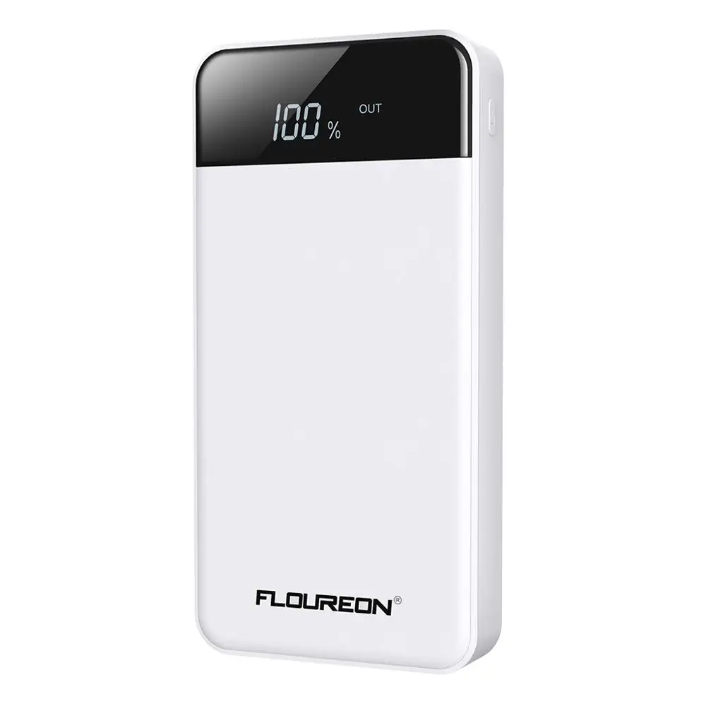 Floureon 20000 mAh power Bank 2.1A Быстрая зарядка 4 USB выход 2 Вход портативный внешний аккумулятор для iPhone X samsung Xiaomi - Цвет: White