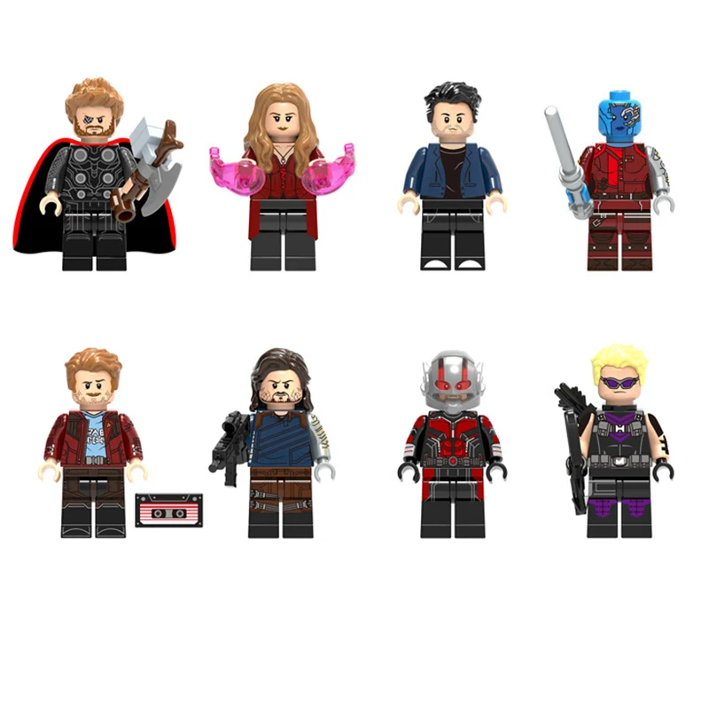 8PCS Super Heroes Figures Star-lord Nebula Ant-Man Bruce-banner  Hawkeye Thor Legoings Building Blocks Set Toys Children
