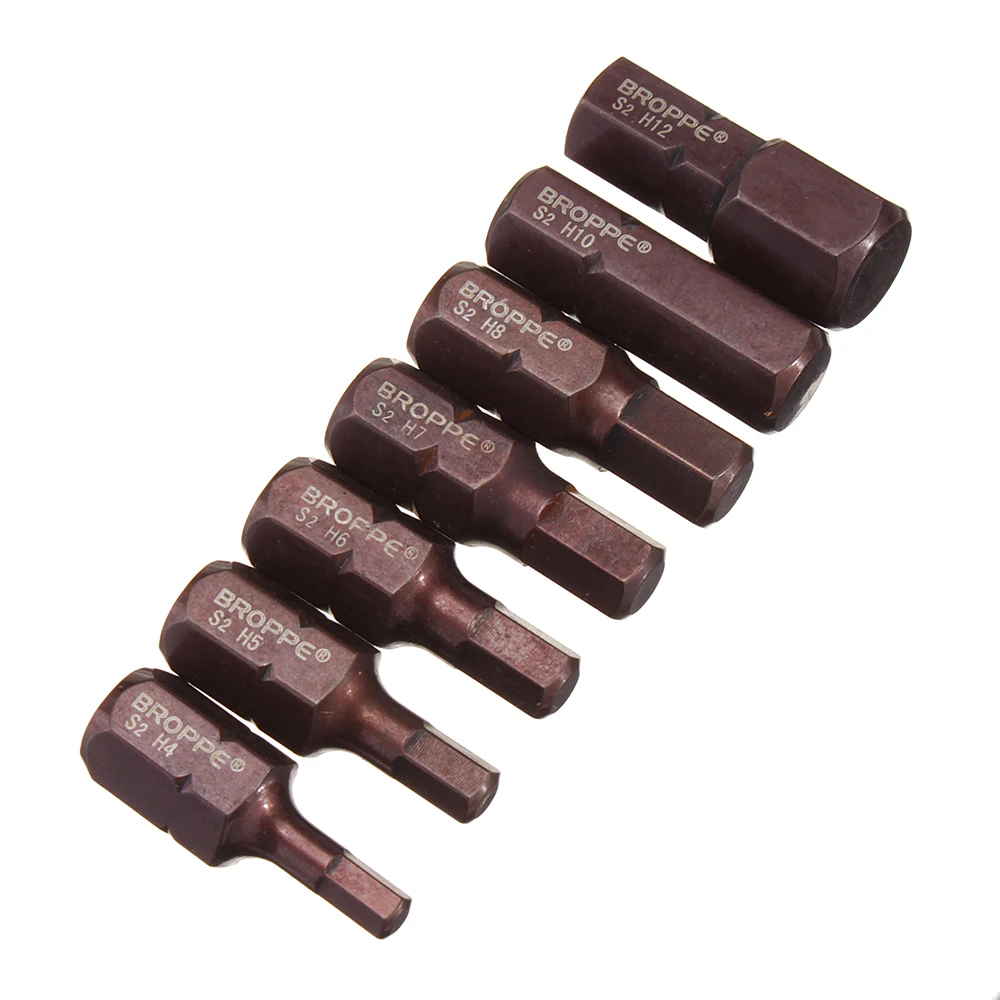 Broppe 7 шт H4 H12 30 мм Шестигранная отвертка бит H4/H5/H6/H7/H8/H10/H12 10 шестигранный хвостовик