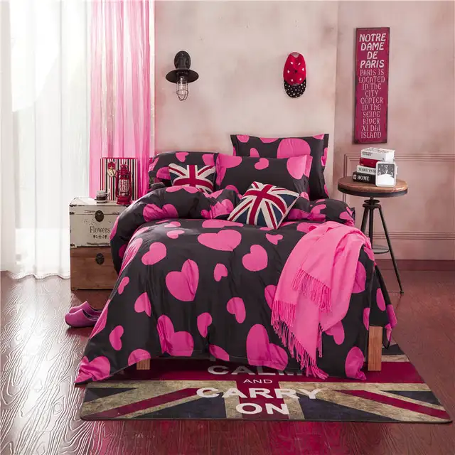 sexy heart shaped print bedding sets duvet cover sheets 4pc single heart sheets twin