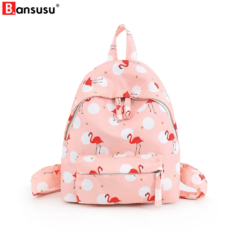 Women Backpacks Preppy Style Flamingo Printing Backpack Waterproof Nylon Harajuku School Bag For Teenager Girl Small