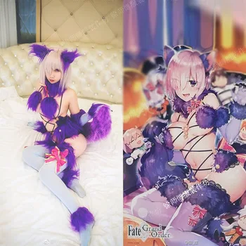 

[Customize]2018 Anime Fate GO Matthew/Jeanne Sexy Fury Sleepwear Cosplay Costume+Ears+Tail+Socks For Halloween Free Shipping New