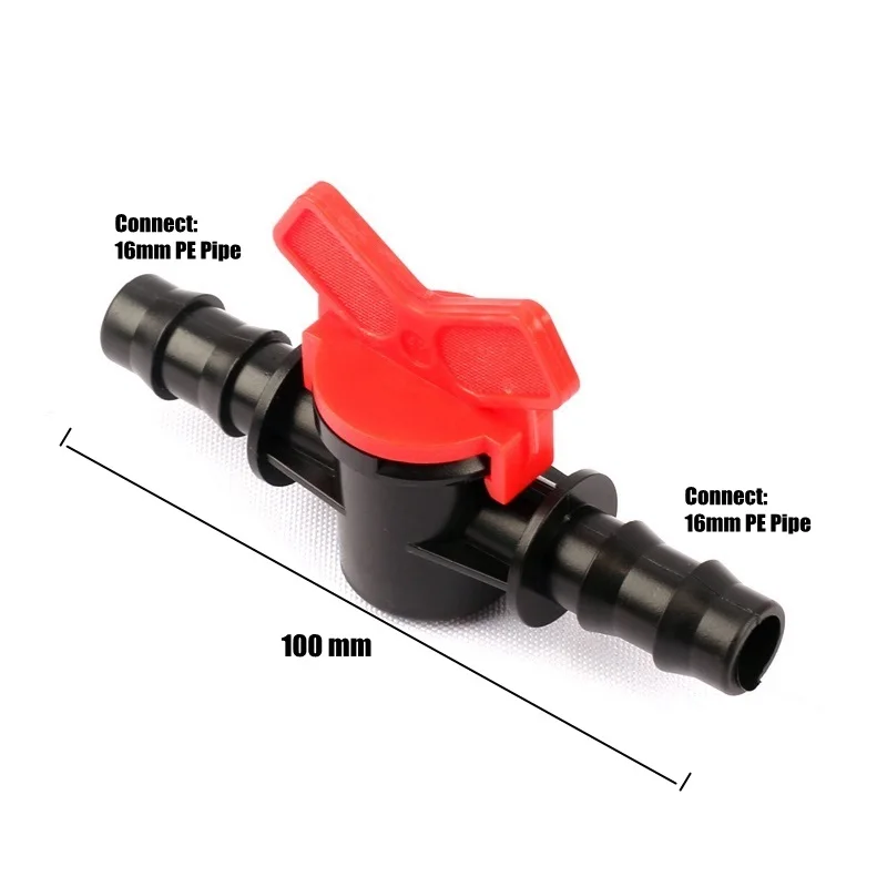 

3pcs 16mm PE Irrigation Pipe Ball Valve Micro Irrigation Straight Hose Switch Garden Watering System Pipe Joints Fittings