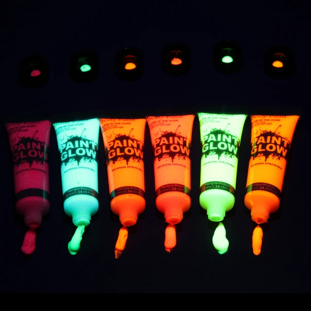5 Colors Non-toxic Glow In The Dark Neon Paints For Face & Body Painting  Easy Removed For Stage Makeup Halloween Party - Masks & Eyewear - AliExpress
