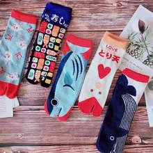YOOWALK/Хлопковые носки с двумя пальцами, с изображением кота, тигра, мультипликационных животных; пара носков с двумя пальцами; японские носки с двумя пальцами; Носки «таби»