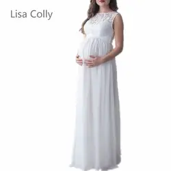 Лиза colly Кружево беременных длинное платье Для женщин Повседневное О-образный воротник, без рукавов летние платья Для женщин праздничное