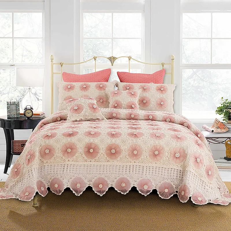 Chausub Handmade Knitted Bedspread Sets 5pcs Cotton Crochet Yarn