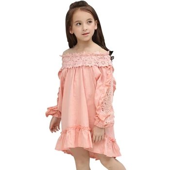 

Kids girls Dresses summer fashion Children cotton Pink dress big girls clothing Age 3 5 7 8 10 12 13 Years teenage girls costume