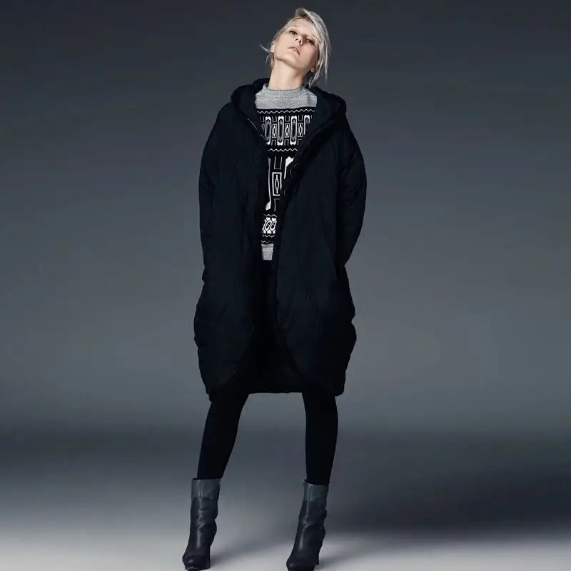 2018 New Women Tide White Duck Down Personality Fashion Cloak Down Jacket Female Loose Casual Winter Down Coat EF1122