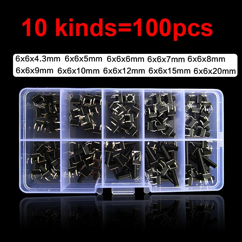 

Tact switch 4 foot micro switch button Induction cooker button switch 6x6mm Box kit