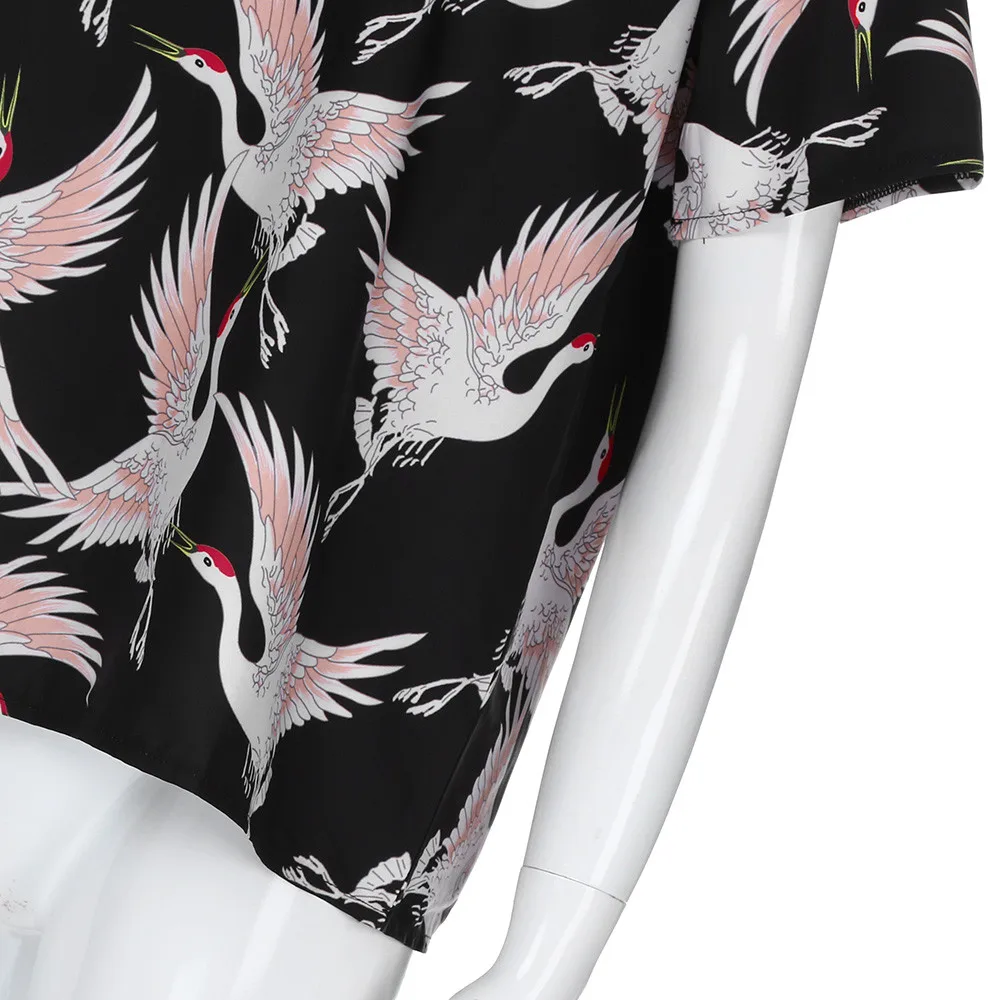 Женские топы и блузки лето короткий рукав o-образный вырез принт короткий топ рубашка блузка Прямая 3j11