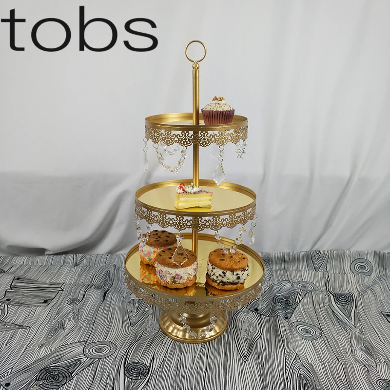 

Gold Crystal cake stand set Electroplating gold mirror face wedding party table candy bar table decorating